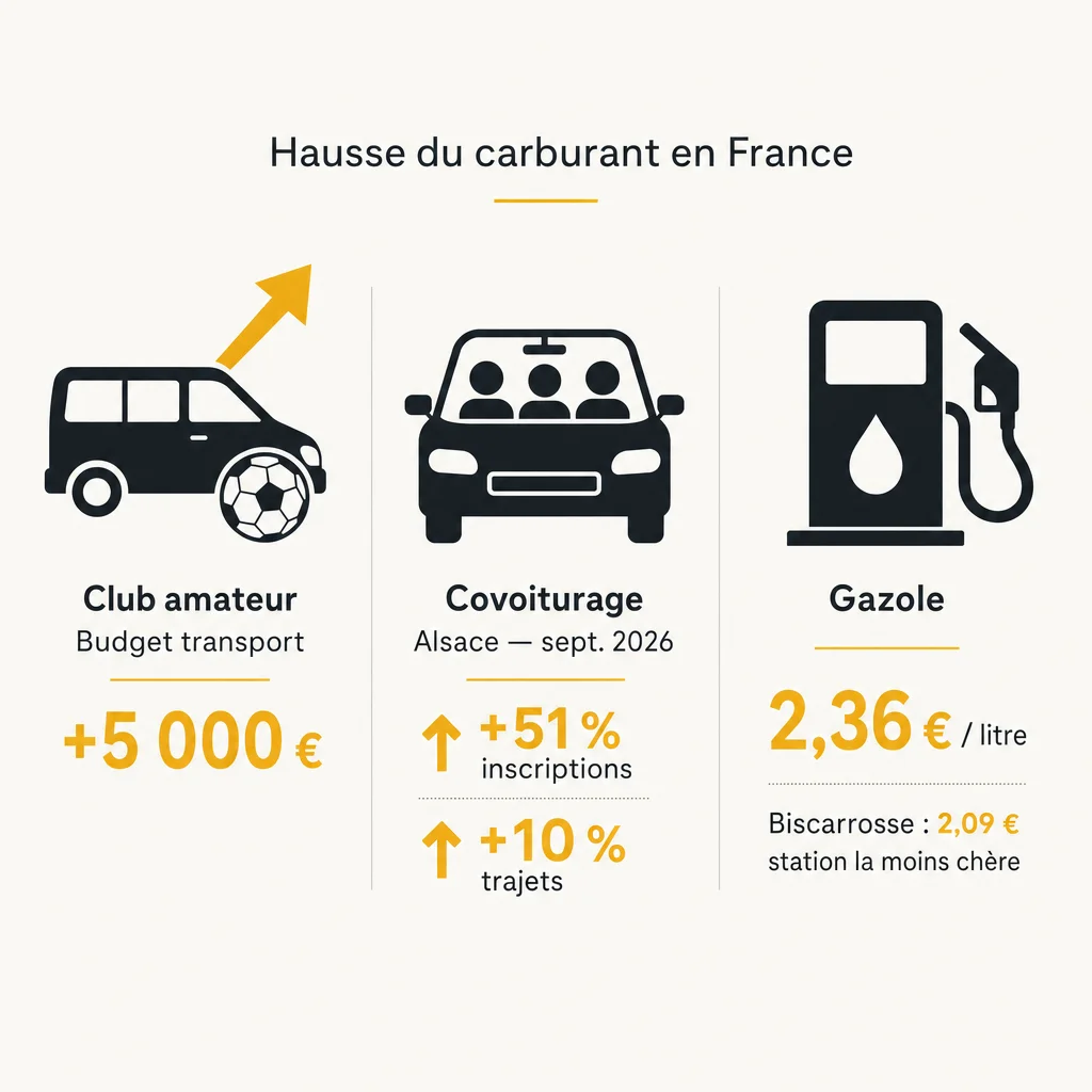 Impact de la hausse du carburant sur les clubs de sport amateur et le covoiturage en France