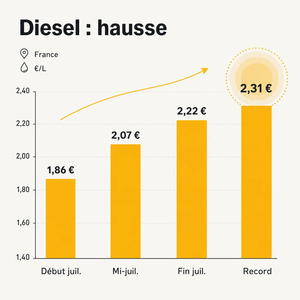 Graphique évolution prix diesel France juillet-août 2026